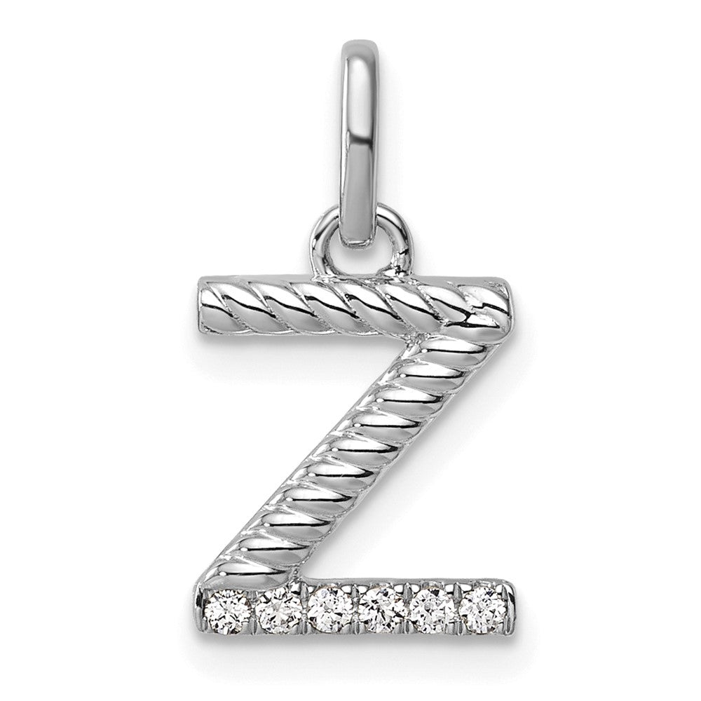 14K White Gold Twisted .05 Ct. Diamond Initial Z Charm