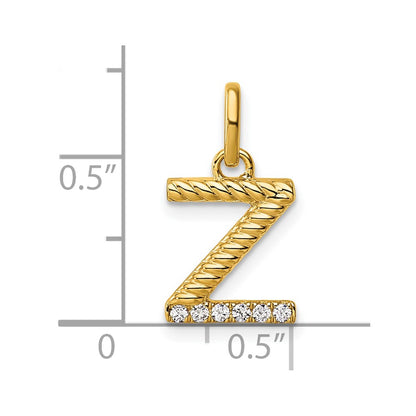 14K Yellow Gold Twisted .05 Ct. Diamond Initial Z Charm