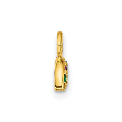 14K Yellow Gold Polished Multi-Color CZ Rainbow Charm