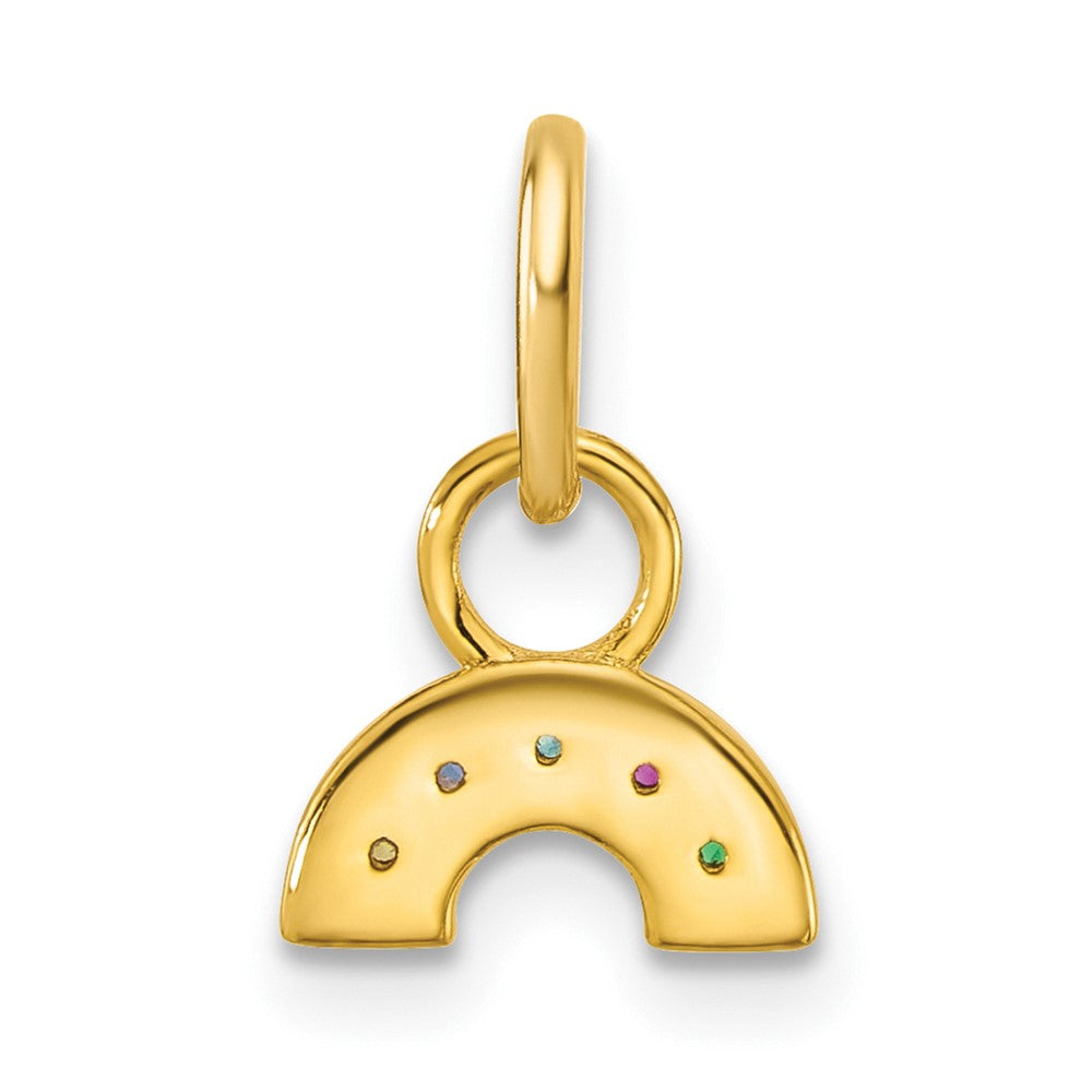 14K Yellow Gold Polished Multi-Color CZ Rainbow Charm