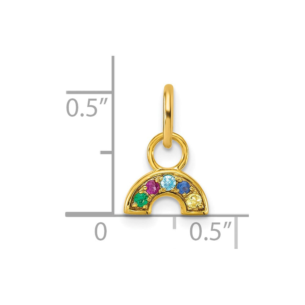 14K Yellow Gold Polished Multi-Color CZ Rainbow Charm