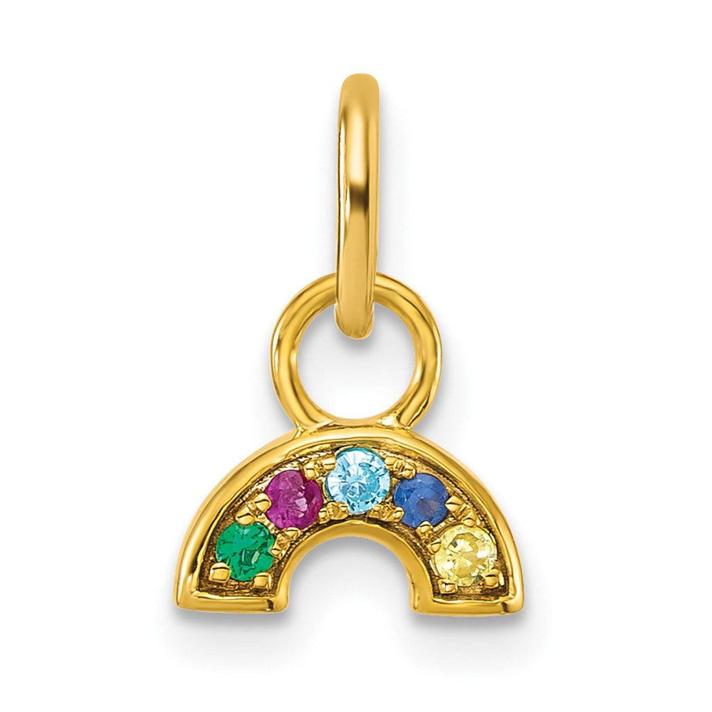 14K Yellow Gold Polished Multi-Color CZ Rainbow Charm
