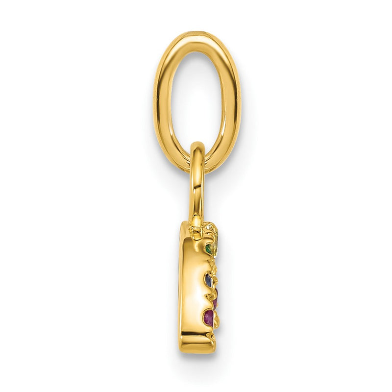 14K Yellow Gold Polished Multi-Color CZ Double Rainbow Charm