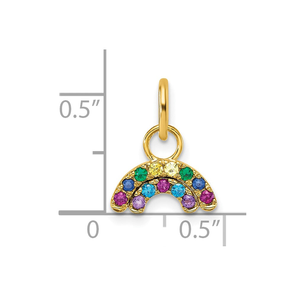 14K Yellow Gold Polished Multi-Color CZ Double Rainbow Charm