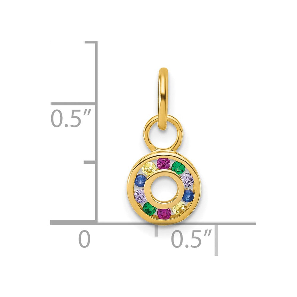 14K Yellow Gold Polished Diamond Multi-Color CZ Circle Charm