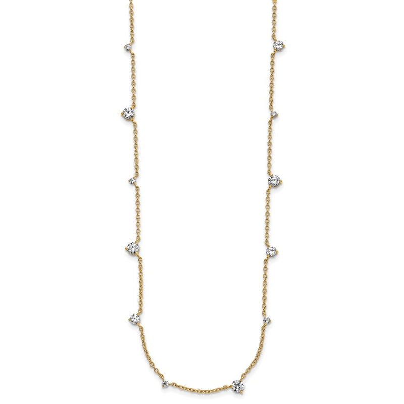 14K Yellow Gold True Origin 2 1/10 Carat Lab Grown Diamond Vs Def Ten Station 16 Inch Necklace