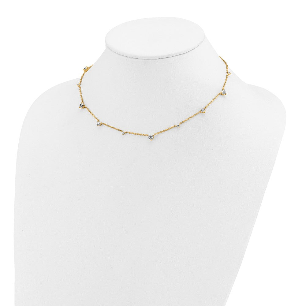 14K Yellow Gold True Origin 2 1/10 Carat Lab Grown Diamond Vs Def Ten Station 16 Inch Necklace