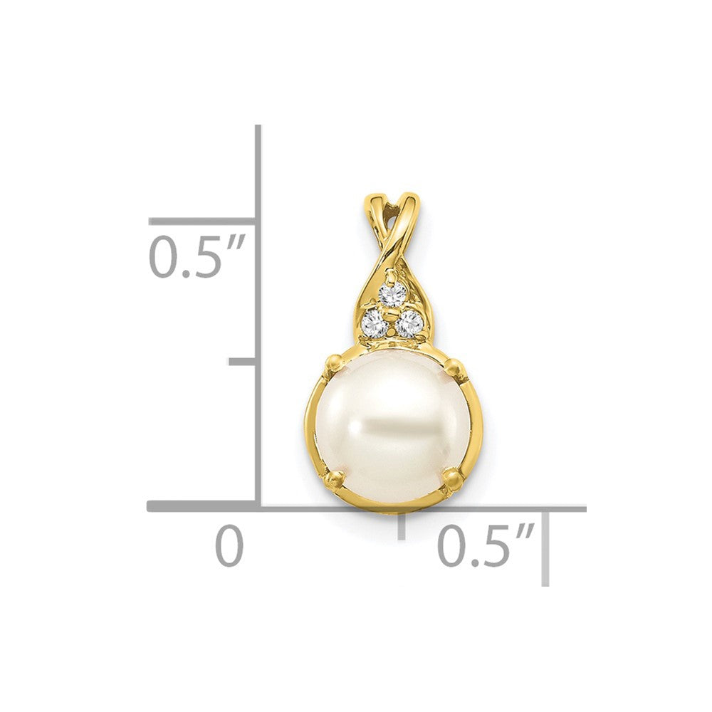 10K Yellow Gold Fwc Pearl And Diamond Pendant