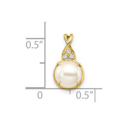 10K Yellow Gold Fwc Pearl And Diamond Pendant