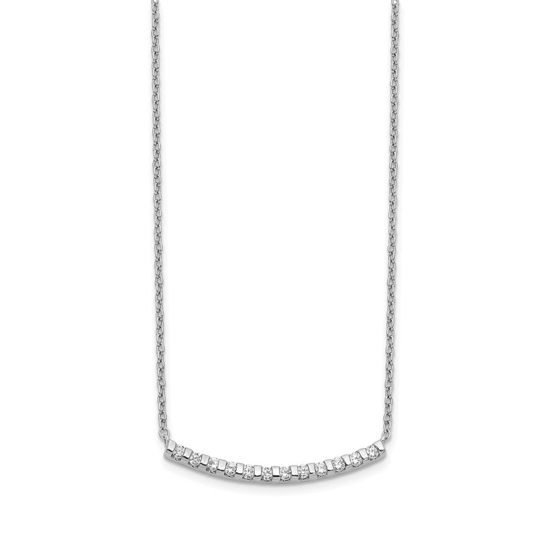 14k White Gold 1/4 Ct. Lab Grown Diamond VS/SI+ G+ 18 inch Curved Bar Necklace