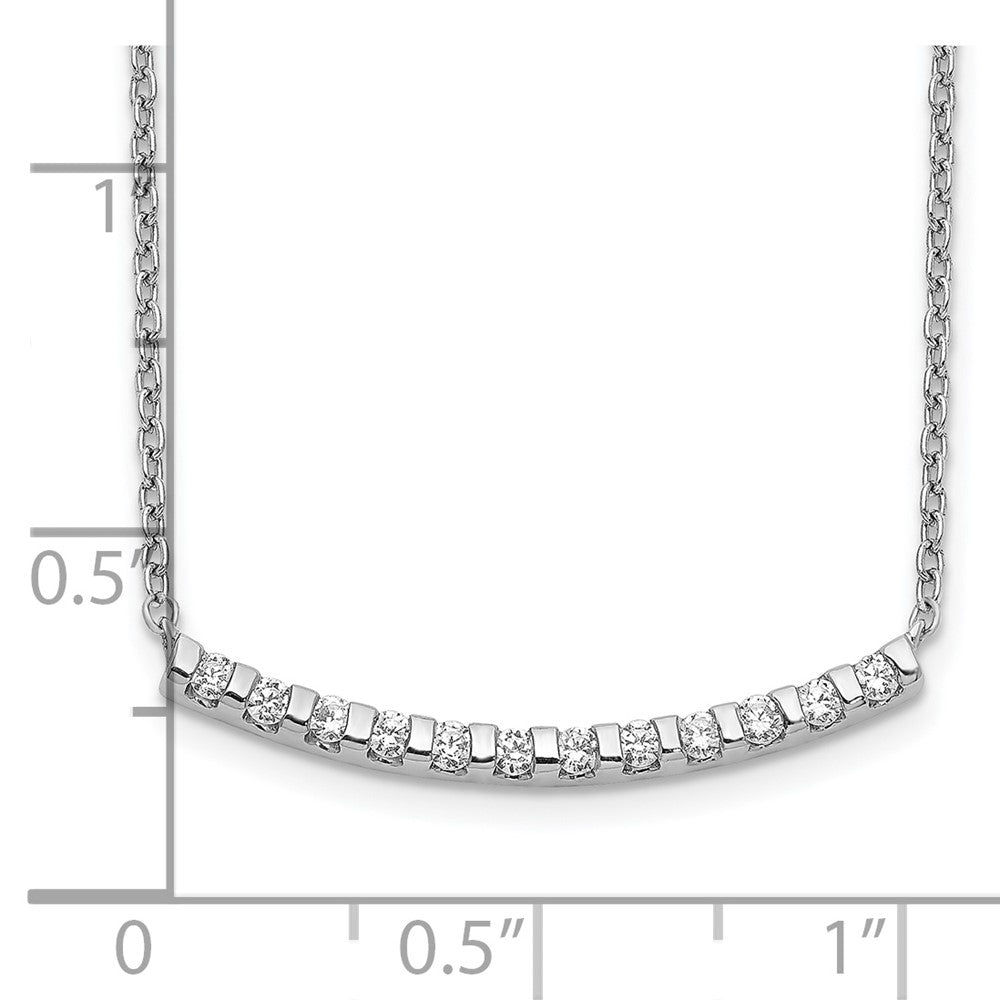 14k White Gold 1/4 Ct. Lab Grown Diamond VS/SI+ G+ 18 inch Curved Bar Necklace
