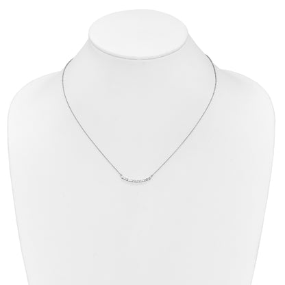 14k White Gold Real Diamond Curved Bar 18 inch Necklace