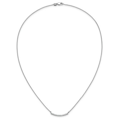 14k White Gold Real Diamond Curved Bar 18 inch Necklace