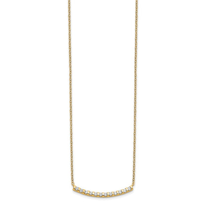 14k Yellow Gold 1/4 Ct. Lab Grown Diamond VS/SI+ G+ 18 inch Curved Bar Necklace