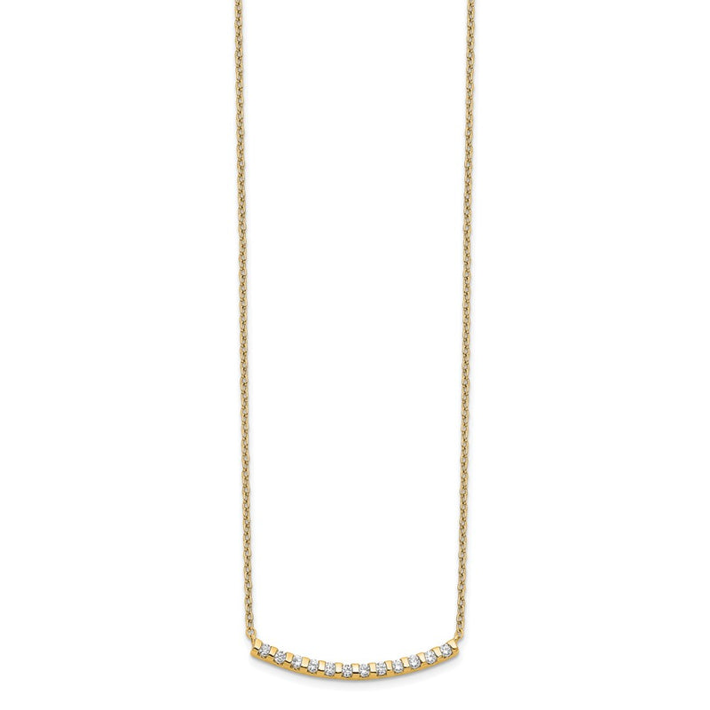 14k Yellow Gold 1/4 Ct. Lab Grown Diamond VS/SI+ G+ 18 inch Curved Bar Necklace