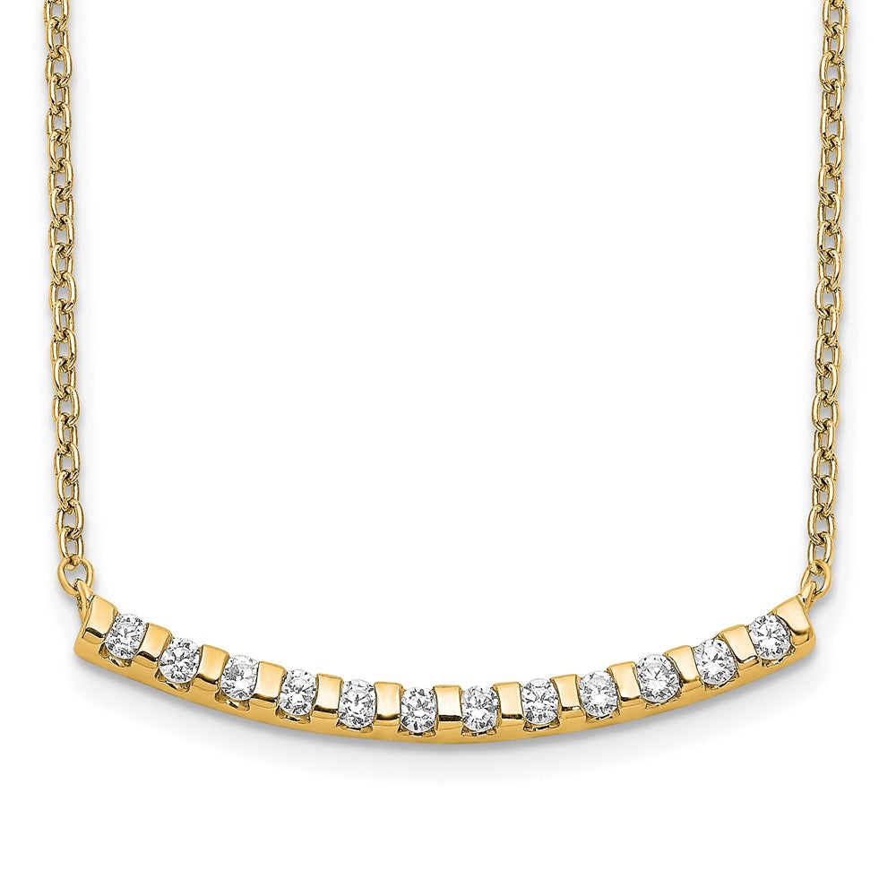 14k Yellow Gold 1/4 Ct. Lab Grown Diamond VS/SI+ G+ 18 inch Curved Bar Necklace