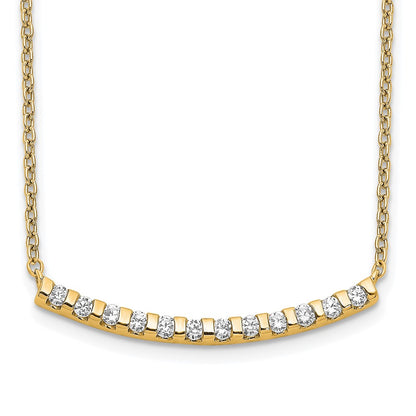 14k Yellow Gold 1/4 Ct. Lab Grown Diamond VS/SI+ G+ 18 inch Curved Bar Necklace