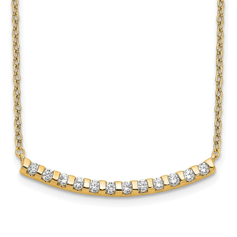 14k Yellow Gold 1/4 Ct. Lab Grown Diamond VS/SI+ G+ 18 inch Curved Bar Necklace