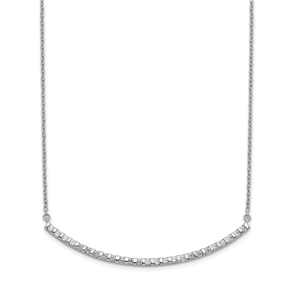 14k White Gold 1/2 Ct. Lab Grown Diamond VS/SI+ G+ 18 inch Curved Bar Necklace