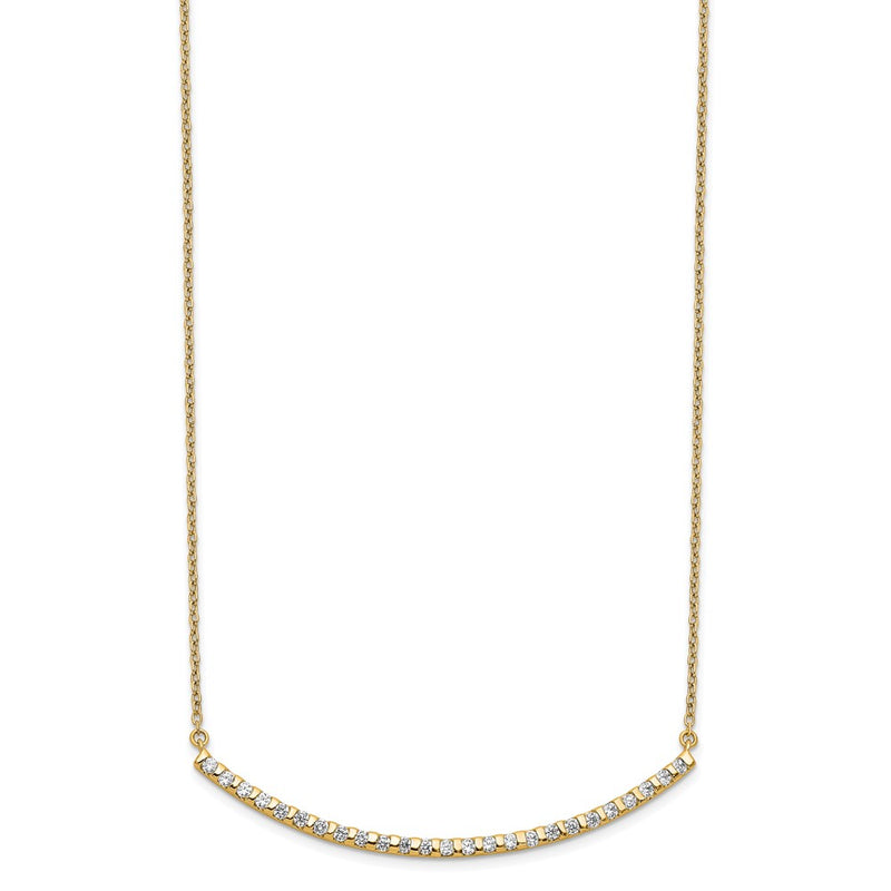 14k Yellow Gold 1/2 Ct. Lab Grown Diamond VS/SI+ G+ 18 inch Curved Bar Necklace