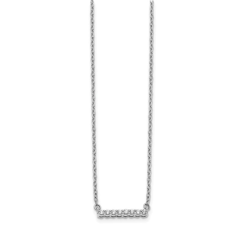14k White Gold Real Diamond Bar 18 inch Necklace