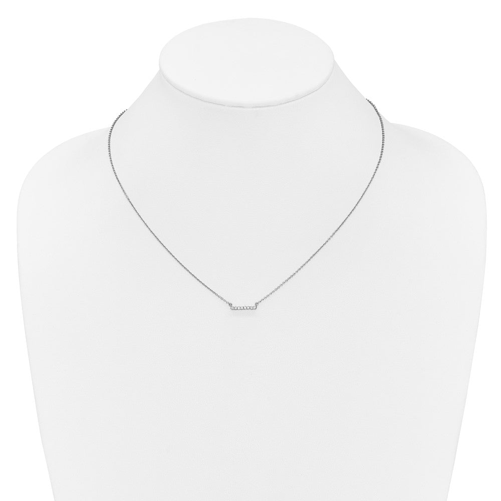 14k White Gold Real Diamond Bar 18 inch Necklace