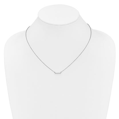 14k White Gold Real Diamond Bar 18 inch Necklace