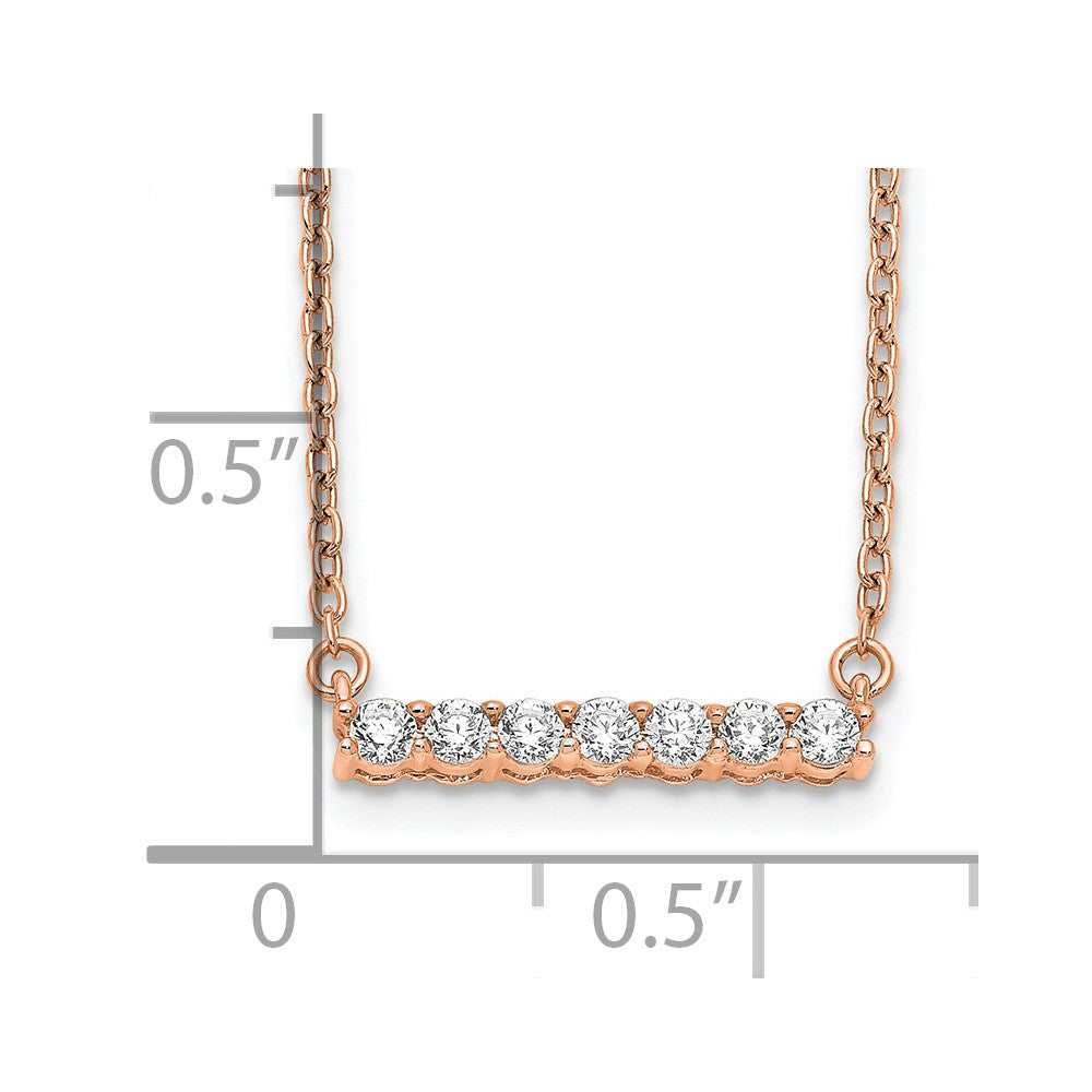 14k Rose Gold 1/4 Ct. Lab Grown Diamond VS/SI+ G+ 18 inch Bar Necklace