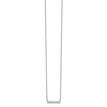 14k White Gold Real Diamond Bar 18 inch Necklace