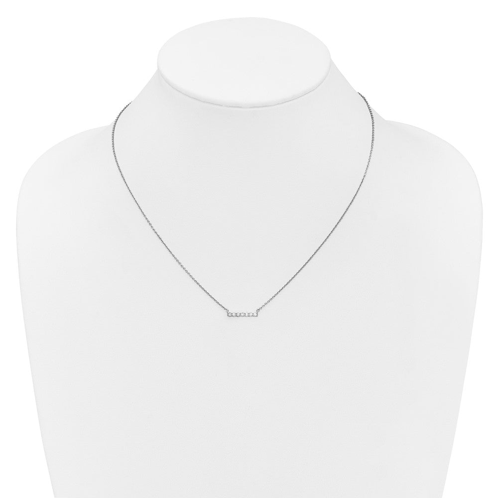14k White Gold Real Diamond Bar 18 inch Necklace