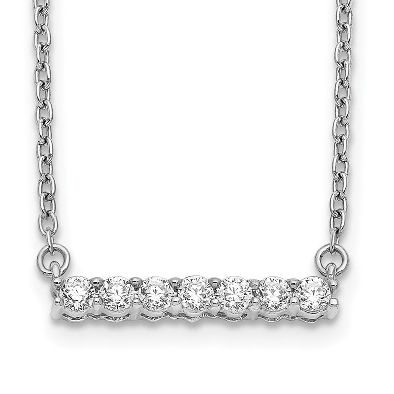 14k White Gold Real Diamond Bar 18 inch Necklace