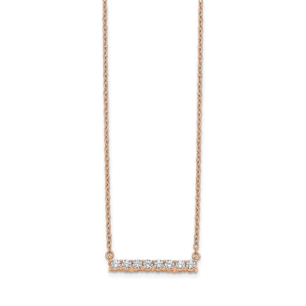 14k Rose Gold 1/3 Ct. Lab Grown Diamond VS/SI+ G+ 18 inch Bar Necklace