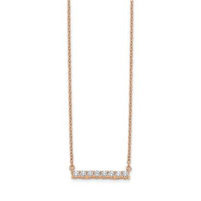 14k Rose Gold 1/3 Ct. Lab Grown Diamond VS/SI+ G+ 18 inch Bar Necklace