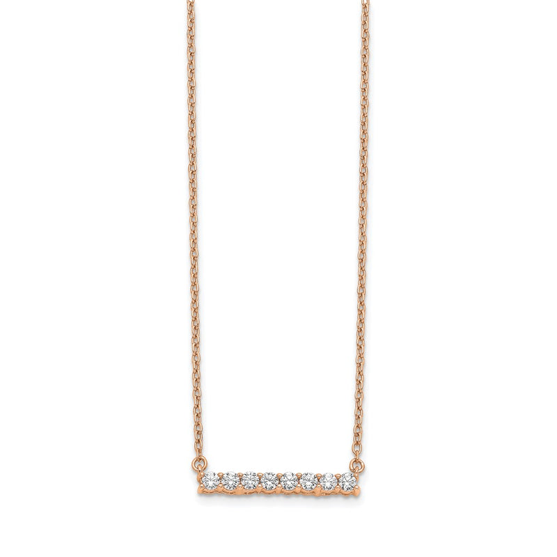 14k Rose Gold 1/3 Ct. Lab Grown Diamond VS/SI+ G+ 18 inch Bar Necklace