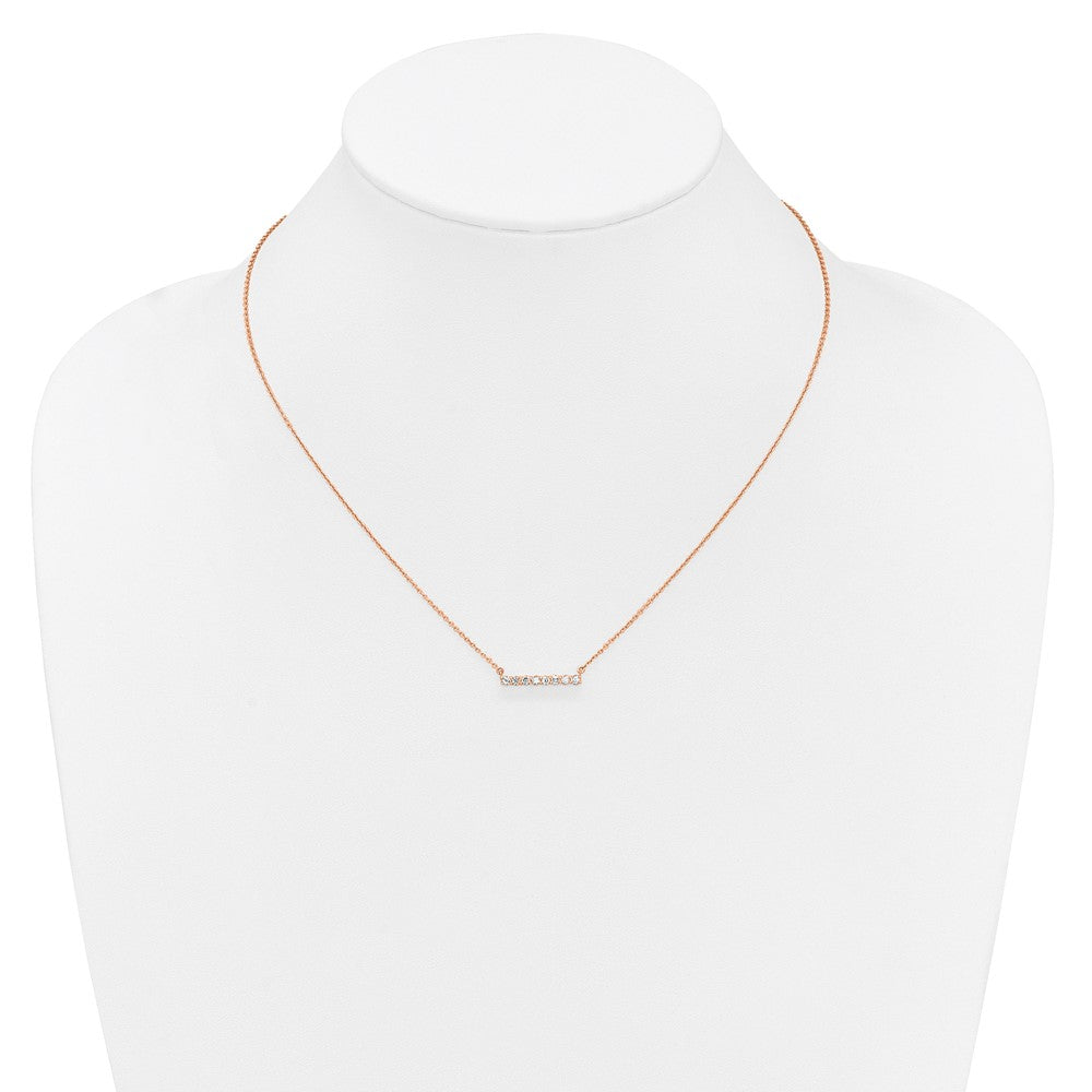 14k Rose Gold 1/3 Ct. Lab Grown Diamond VS/SI+ G+ 18 inch Bar Necklace