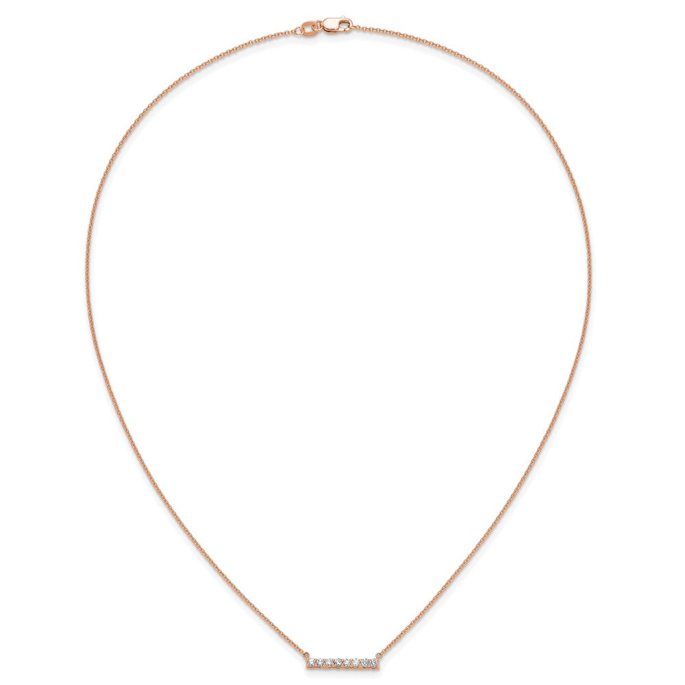 14k Rose Gold 1/3 Ct. Lab Grown Diamond VS/SI+ G+ 18 inch Bar Necklace