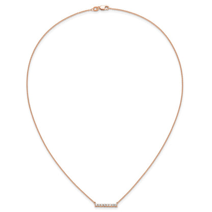 14k Rose Gold 1/3 Ct. Lab Grown Diamond VS/SI+ G+ 18 inch Bar Necklace
