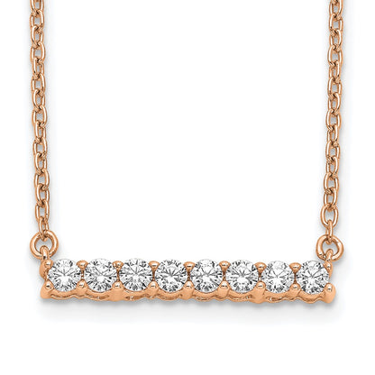 14k Rose Gold 1/3 Ct. Lab Grown Diamond VS/SI+ G+ 18 inch Bar Necklace