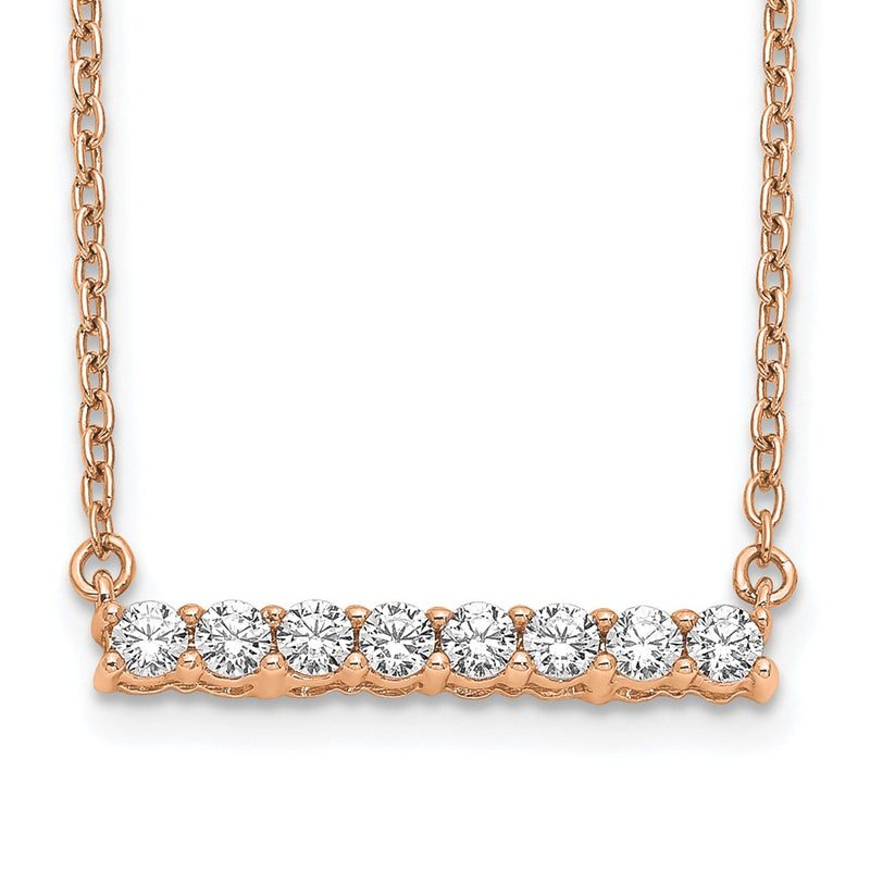 14k Rose Gold 1/3 Ct. Lab Grown Diamond VS/SI+ G+ 18 inch Bar Necklace