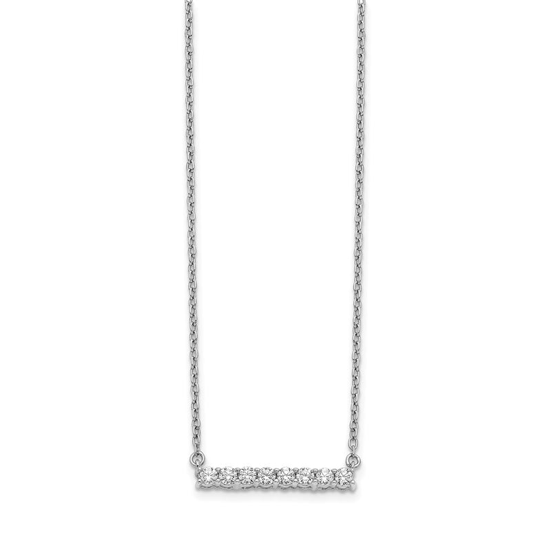 14k White Gold 1/3 Ct. Lab Grown Diamond VS/SI+ G+ 18 inch Bar Necklace