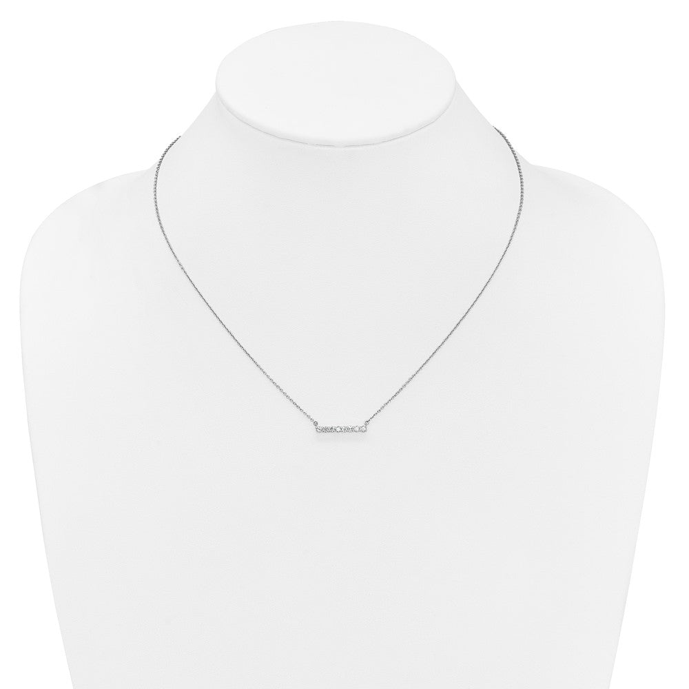 14k White Gold 1/3 Ct. Lab Grown Diamond VS/SI+ G+ 18 inch Bar Necklace