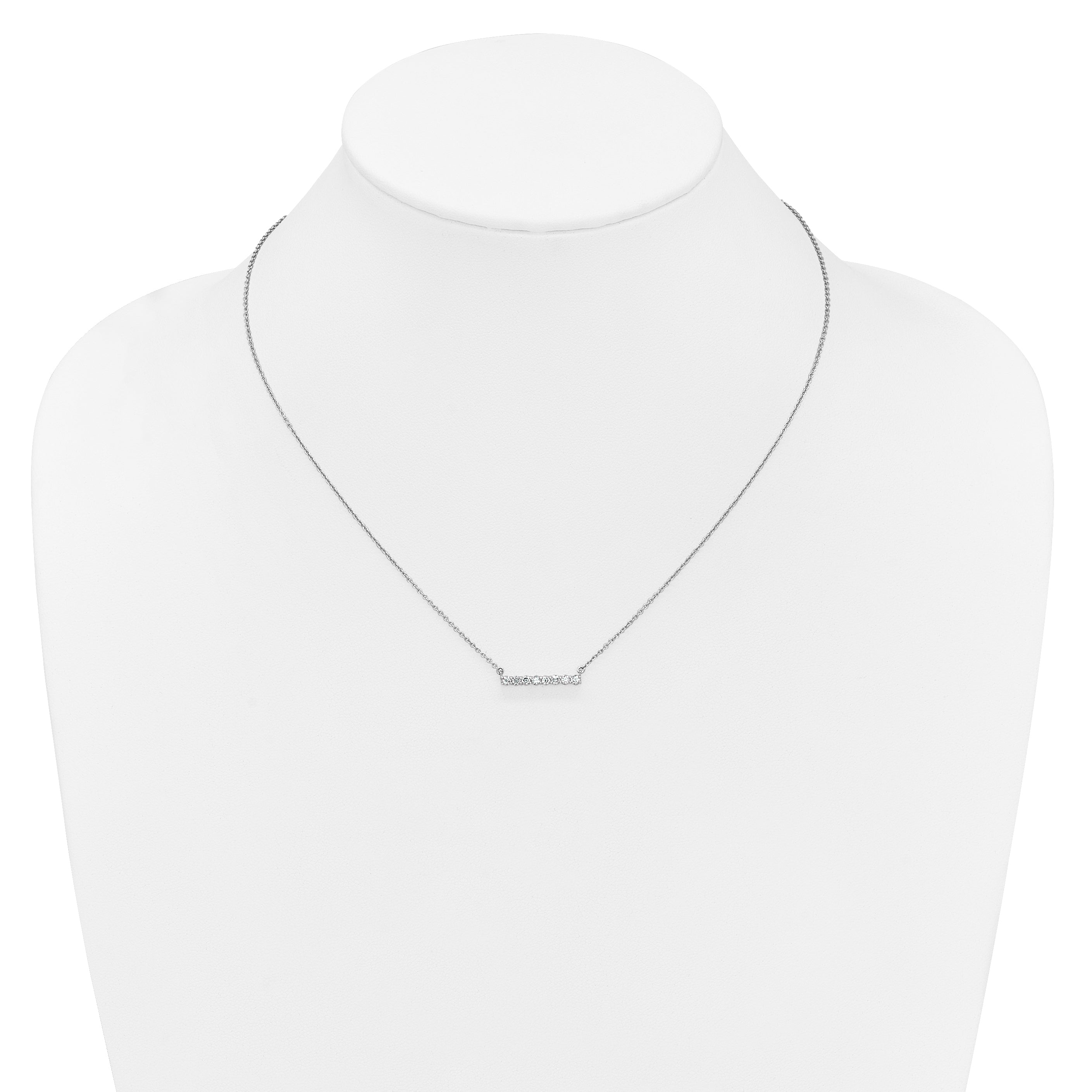 14k White Gold Real Diamond Bar 18 inch Necklace