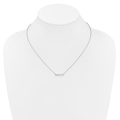 14k White Gold Real Diamond Bar 18 inch Necklace