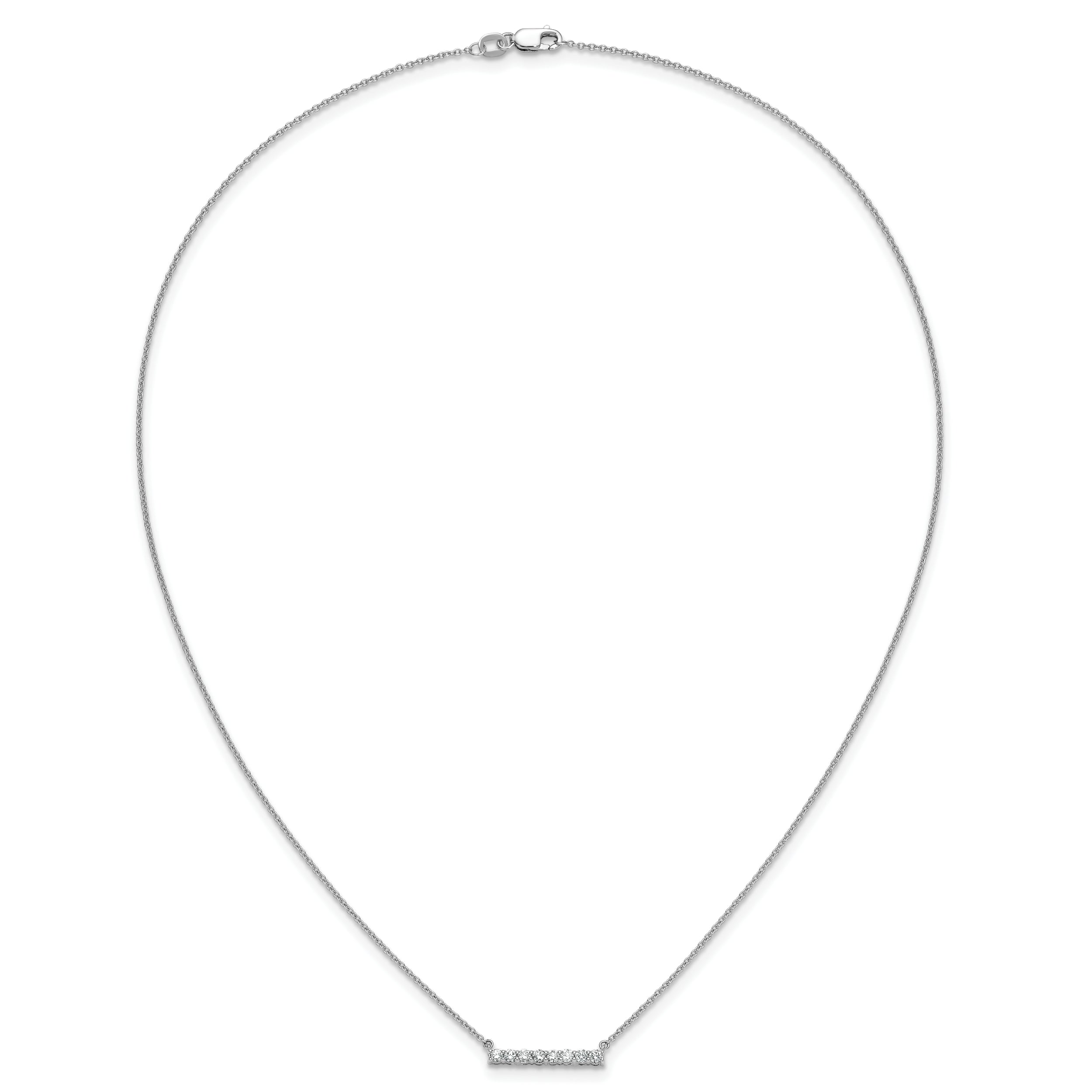 14k White Gold Real Diamond Bar 18 inch Necklace