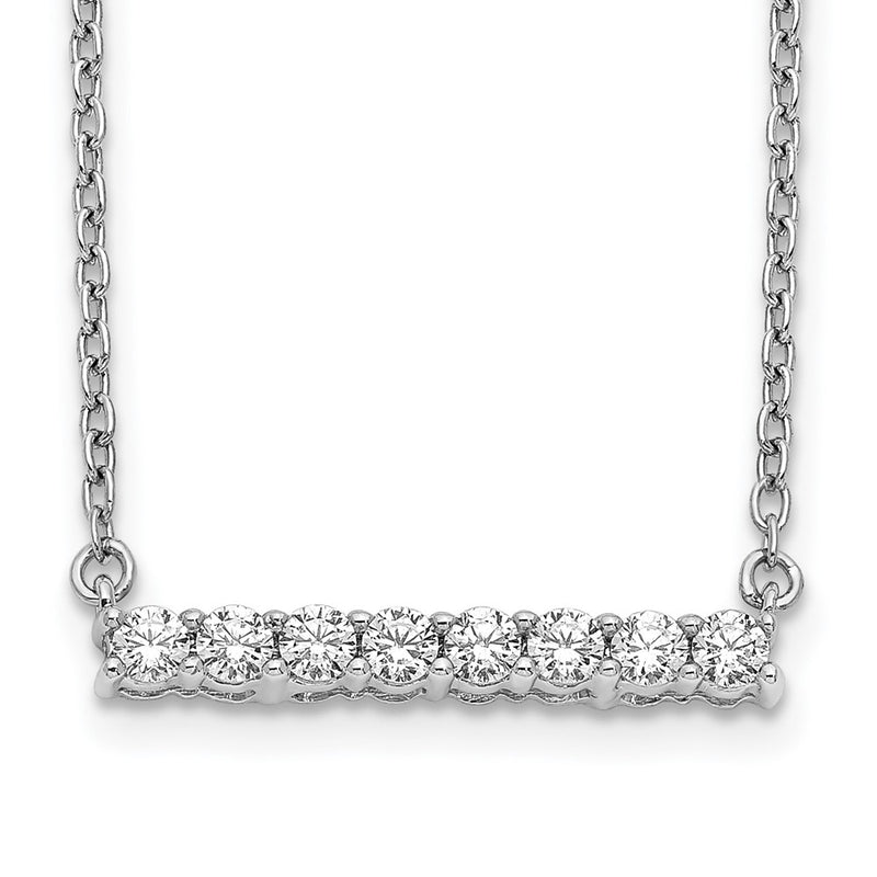 14k White Gold 1/3 Ct. Lab Grown Diamond VS/SI+ G+ 18 inch Bar Necklace