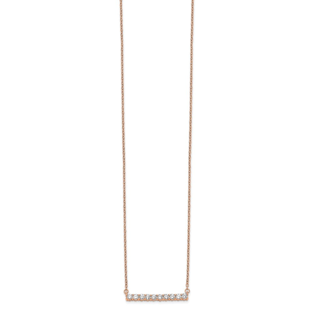 14k Rose Gold 1/2 Ct. Lab Grown Diamond VS/SI+ G+ 18 inch Bar Necklace