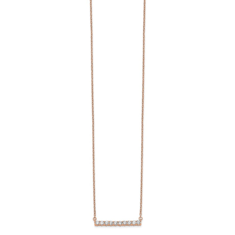 14k Rose Gold 1/2 Ct. Lab Grown Diamond VS/SI+ G+ 18 inch Bar Necklace