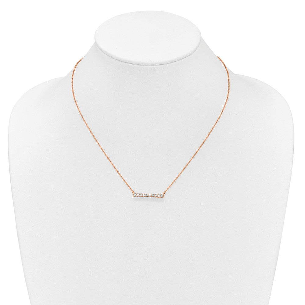 14k Rose Gold 1/2 Ct. Lab Grown Diamond VS/SI+ G+ 18 inch Bar Necklace