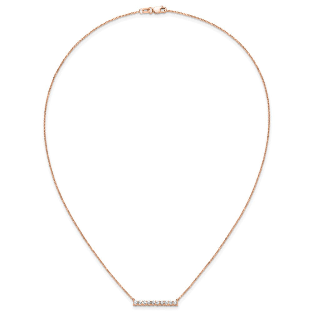 14k Rose Gold 1/2 Ct. Lab Grown Diamond VS/SI+ G+ 18 inch Bar Necklace