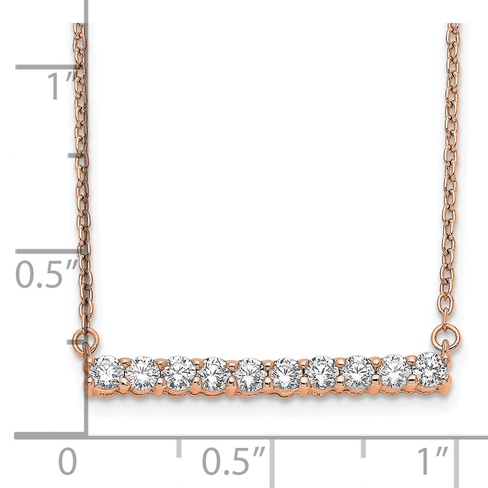 14k Rose Gold 1/2 Ct. Lab Grown Diamond VS/SI+ G+ 18 inch Bar Necklace